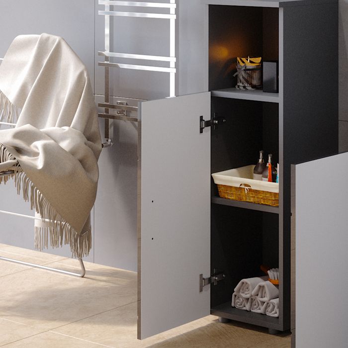 Armoire Midi Salle De Bain Ilias - Blanc Brillant - Vicco - 5 Tiroirs