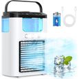 Climatiseur Mobile 600ml,Refroidisseur d'air 4 en 1,Climatiseur Portable avec 3 Vitesses 3 Modes de Brumisation,Veilleuse 7 Couleur
