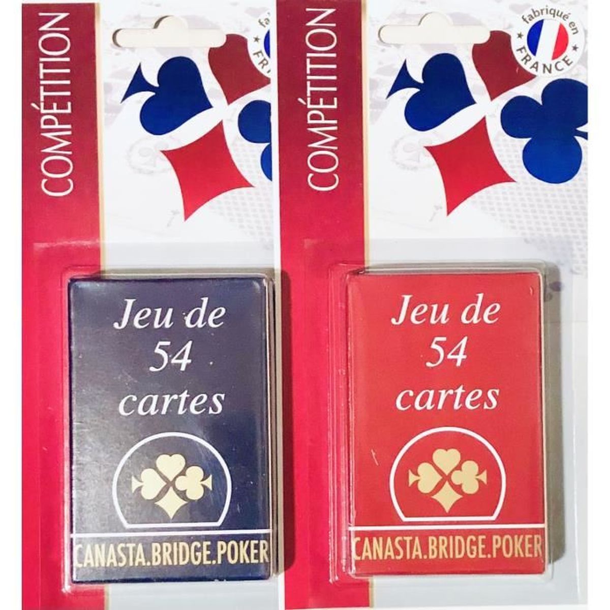 12 Rouge + 12 Bleu Lot de 24 jeux Gauloise Jeu de 54 Cartes Français 