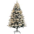 Sapin de Noël Artificiel 180 cm lumineux LED - HOMCOM - 793 Branches enneigées Grand réalisme - support en acier pliable Vert