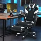 PULUOMIS Fauteuil gamer ergonomique, Fauteuil de bureau, Chaise gaming, Support lombaire Massage, Repose-pied, Appui-tête, blanc
