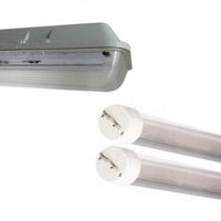 Kit de Réglette LED étanche Double pour Tubes T8 150cm IP65 (2 Tubes T8 24W inclus) - Blanc Chaud 2300k - 3500k -  SILUMEN