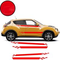 Nissan Juke Double bandes damiers - ROUGE - Kit Complet  - voiture Sticker Autocollant