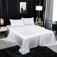Drap Housse,Drap en soie 100% soie naturelle, linge de lit plat pour adulte, linge de lit sain, Euro, pour - Type white-250x270cm