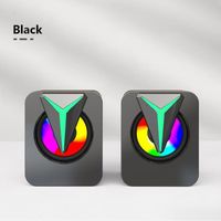 Le noir - Haut parleurs de bureau pour ordinateur, effets'éclairage colorés rvb, petits haut parleurs élégant