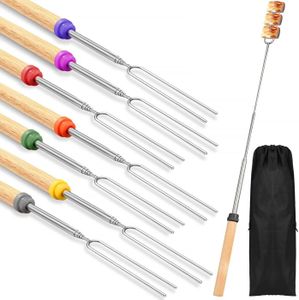 Tescoma Privilege Fourchette Télescopique BBQ – Acier Inox 75 Cm – Idéale Saucisses & Grillades (Manche Bois Résistant)
