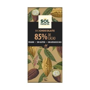 CHOCOLAT PÂTISSIER SOL NATURAL - Chocolat noir végétalien 85% Bio 70 g