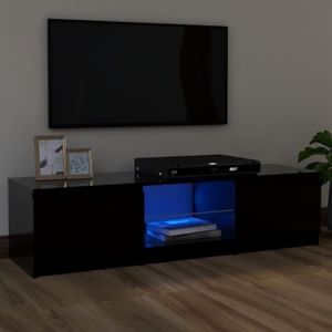 MEUBLE TV Meuble TV avec lumières LED Noir 120x30x35,5 cm