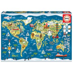 PUZZLE Puzzle 200 pièces - Educa - Carte du monde - Thème
