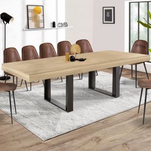 TABLE À MANGER SEULE Table à manger extensible rectangle PHOENIX 10-12 personnes bois et noir 200-300 cm
