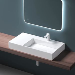 LAVABO - VASQUE Mai & Mai Lavabo suspendu vasque à poser blanc 90cm évier lave mains salle de bain sans trop-plein Col12-900 R