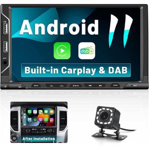 Hikity Autoradio 1 Din Carplay Android Auto avec 9'' Écran Tactile Amovible 1  Din Poste Radio Voiture Bluetooth Main Libres Lien Miroir Radio FM SWC USB  SD AUX + Caméra de Vision