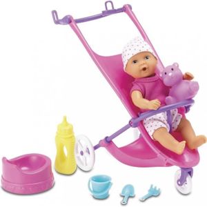 POUPÉE NEW BORN BABY Poupon 12cm boit et fait pipi + Poussette et accessoires