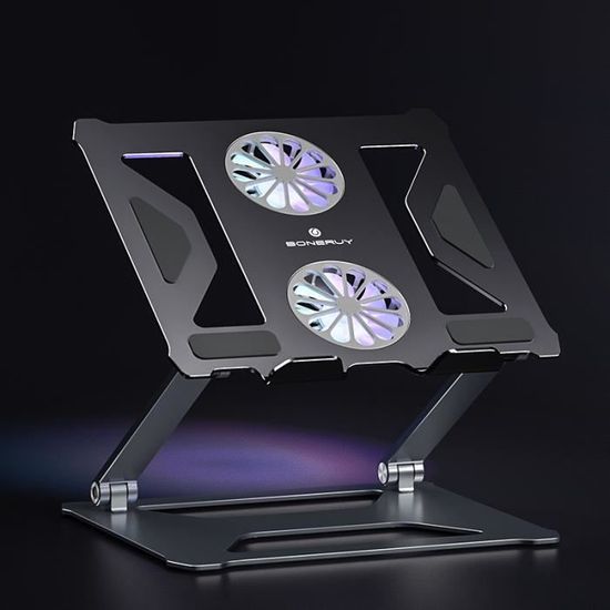 Support Ordinateur Portable Avec Ventilateur - Refroidisseur Incliné Ergonomique - Maille Aérée - USB - Pour Bureau, Gaming
