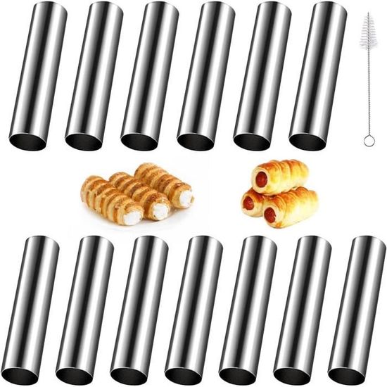 20 Pièces Moules à Cannoli En Acier Inoxydable - Tubes Crème Pâtissière 11,8 Cm