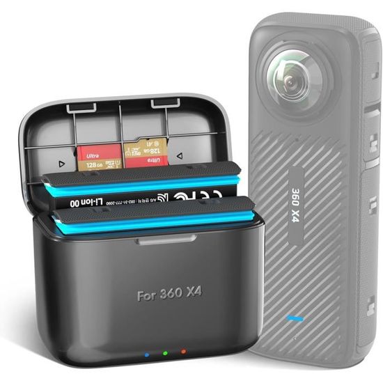Kit Batterie Adicop Pour Insta 360 Ace Pro - 2 Batteries 1850mAh + Chargeur Triple LCD - Compatible Ace/Ace Pro