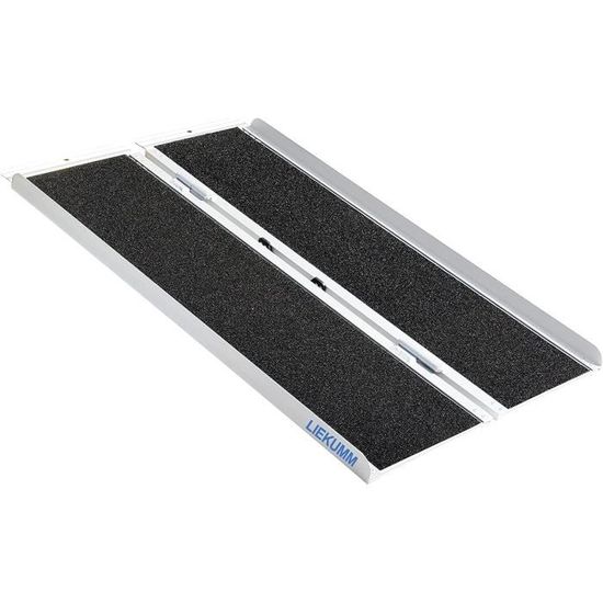 Rampe D'accès Réglable WilTec Pour Fauteuil Roulant - Hauteur 0 à 76 Mm, Seuil De Porte