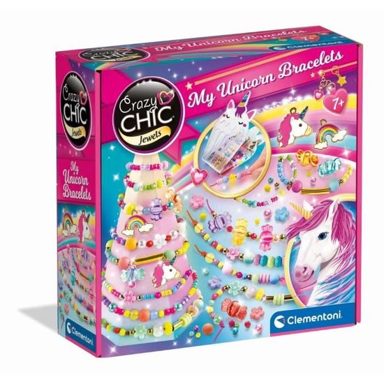 Clementoni Crazy Chic – Coffret Création Bijoux DIY Lettres Perles Strass – Atelier Bracelets Et Colliers Personnalisés – Cadeau Créatif Enfant 7 Ans+ – Fabriqué En Italie