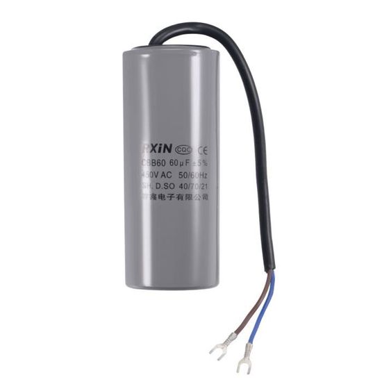 Condensateur Moteur Permanent 60uF 450V à Cosses - 50mm X 117mm