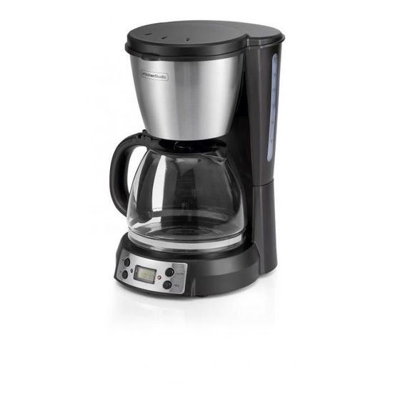 Cafetière Dolce Casa 1,2L - 8 à 12 Tasses, 900W, Filtre Réutilisable, Maintien Au Chaud - Noir Mat