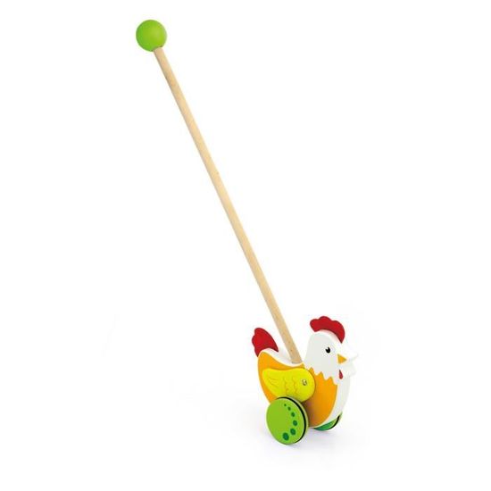 Petit Poule En Bois Jeu A Pousser Bebe Enfant 2ans Orange Cdiscount Jeux Jouets