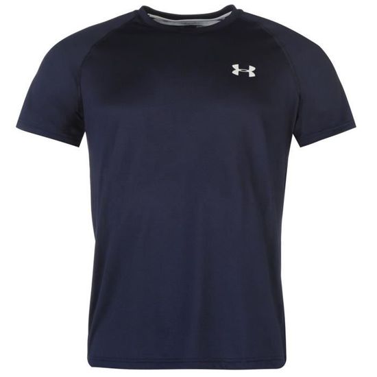 T-shirt fitness homme col rond manches courtes, bleu noir