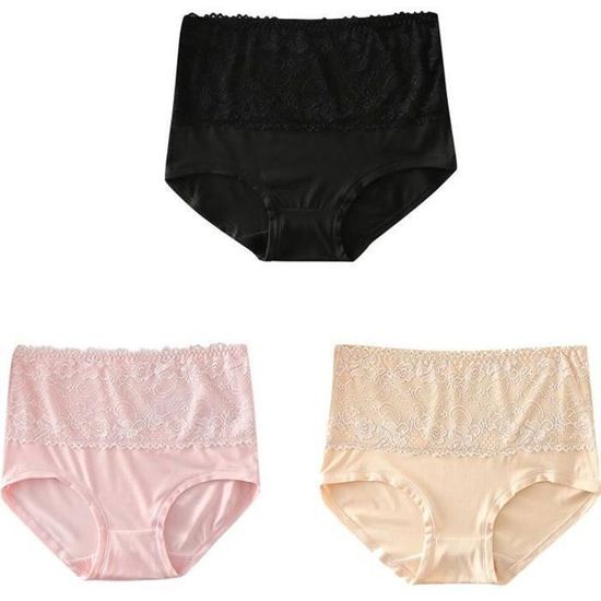Slip Femme Dentelle Triangle Brillant Avec Étoiles - Taille Plus - Motif Floral
