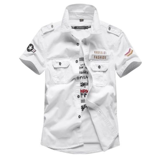 Chemise Homme Urban Pipeline Manches Courtes Max Flex - Motif Pieuvre, Rouge Et Blanc, Taille M