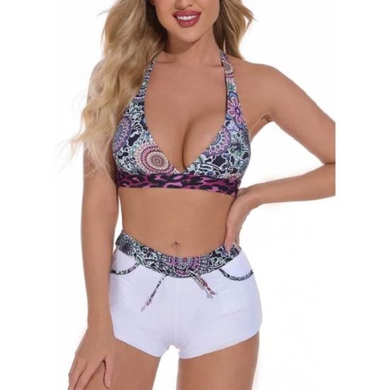 Bikini Femme 2 Pièces Grande Taille Amincissant - Maillot Bain Plage Été Gainant