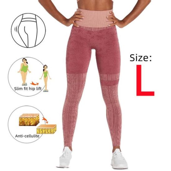 Pantalon de Sudation Femme Legging,Legging Compression Anti-Cellulite,Slim  Fit Pantalon de Yoga,Taille Haute Pants Butt Lifter,M rose - Cdiscount Sport