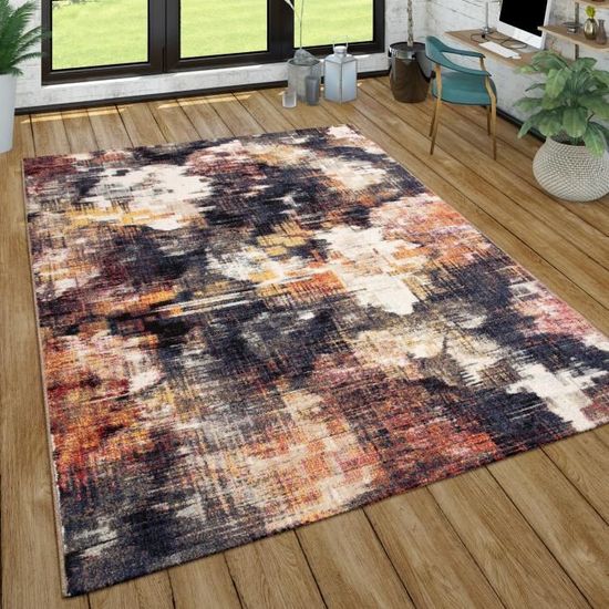 Tapis Salon Moderne Poil Ras 3D - 160x230 Cm Rouge - Polypropylène Doux Et Facile à Entretenir
