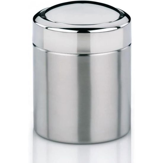 Mini-Poubelle Salle De Bain Kela - 1.5L Acier Inoxydable Mat - Couvercle Basculant - Design Compact