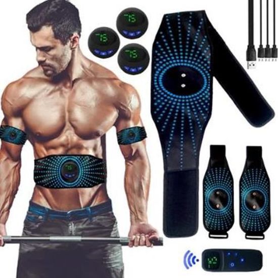 Kit D'Électrostimulation Amincissant Musculaire EMS 3en1 – Ceinture Abdominale + Biceps