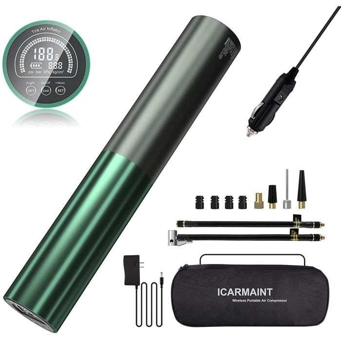 Pompe à Vélo Électrique Portable 120 PSI - Mini Gonfleur Avec écran LED, Batterie Rechargeable - Compatible Valves Schrader Et Presta