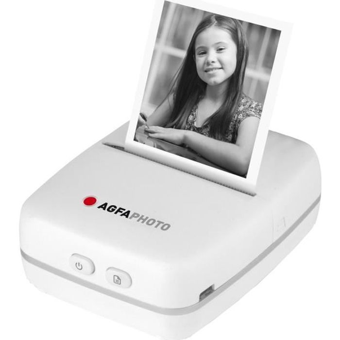 AGFA PHOTO Realipix Pocket P - Imprimante Photo Thermique Portable (Impression Noir et Blanc sans encre, Bluetooth, Batterie