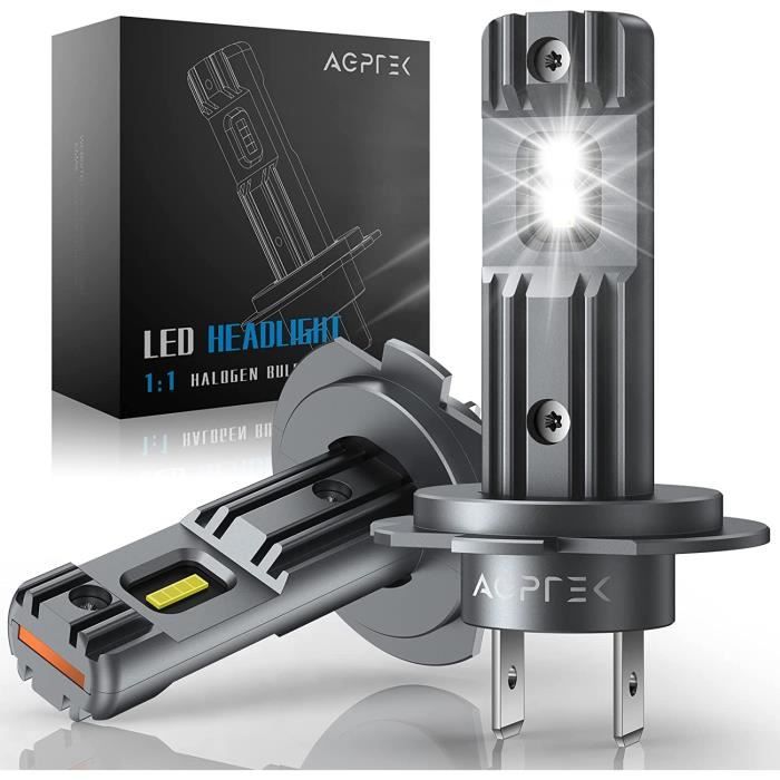 AGPTEK 2 X 42W 10000LM H7 Phare de Voiture à LED 6000K, Ampoule Auto Moto de Rechange pour Lampes Halogènes et Kit Xénon, Blanc