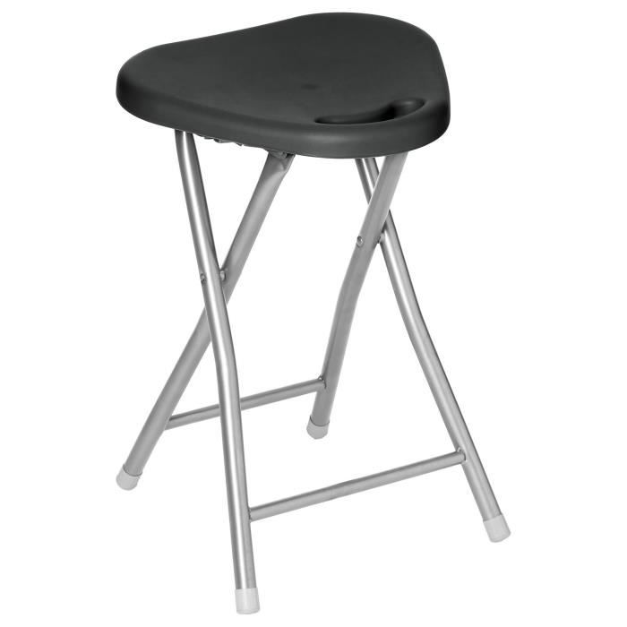 Tabouret pliant Basic - Acier et MDF - Noir