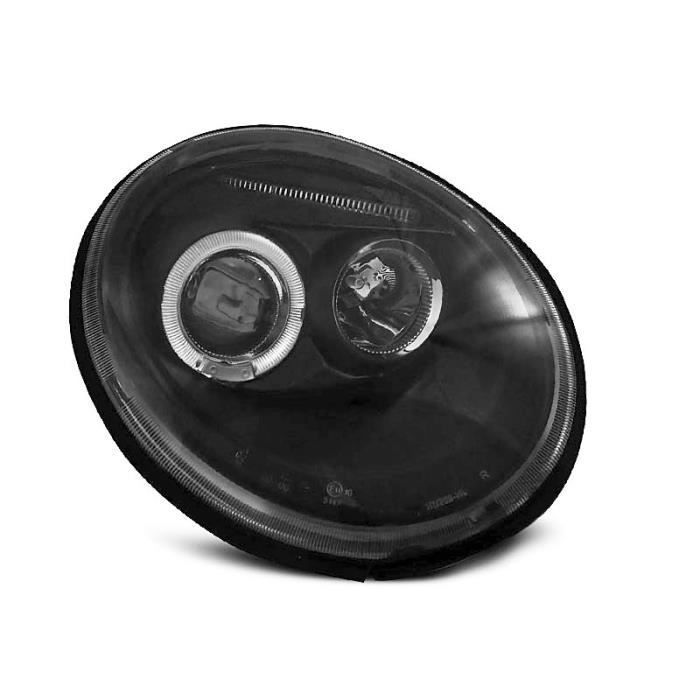Paire de feux phares VW New Beetle 98-05 angel eyes noir (W76)