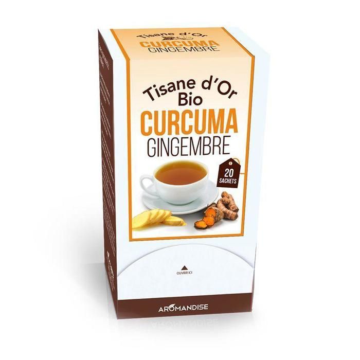 Tisane d'or biologique au Curcuma et gingembre - 20 sachets Découvrez cette tisane d'or biologique au curcuma et au gingembre de