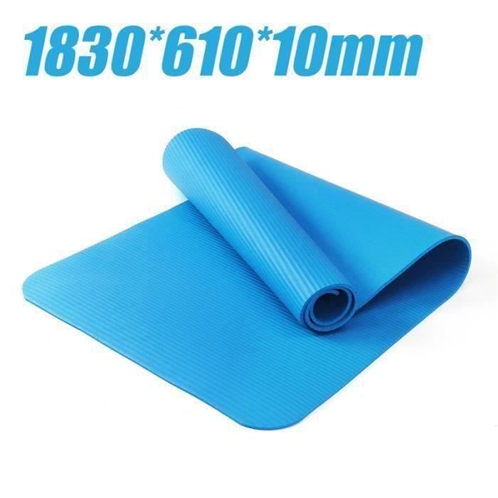 Tapis yoga entraînement gymnastique anti glissant épais 183x61CMx10mm BLEU Ro47871