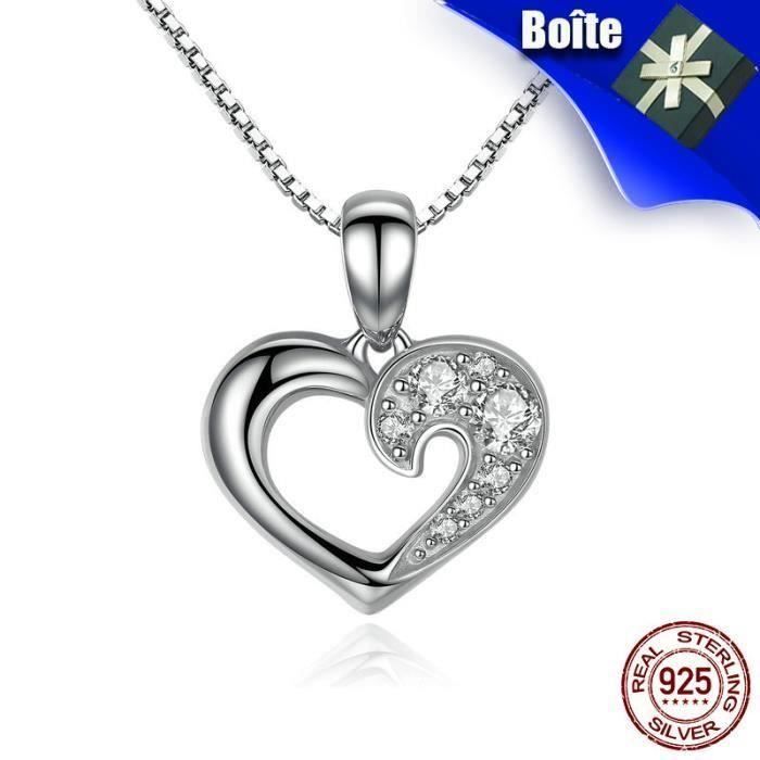 Collier Femme Coeurs entrelacés Cristal Swarovski Element Blanc Zircon de qualité AAA Bijoux Femme Cadeau Bijoux SCN028