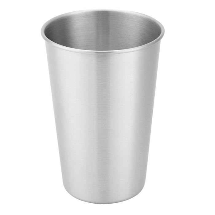 Qiilu Coupe d'eau 500 ml Portable enfants adultes en acier inoxydable Camping pique-nique thé eau boisson jus tasse de bière