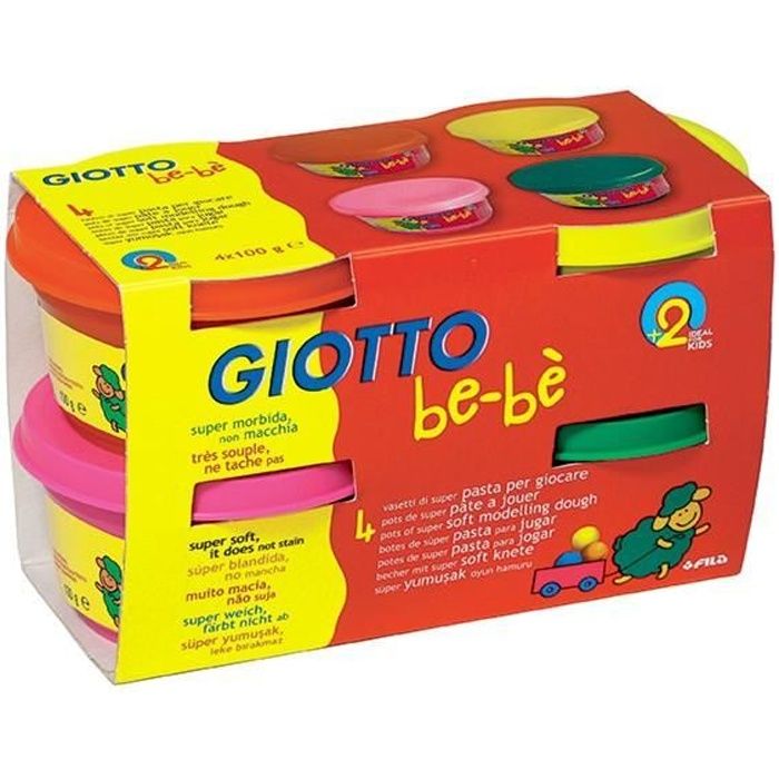 SET 2 - PÂTE À JOUER GIOTTO BÉBÉ 4X100 GR