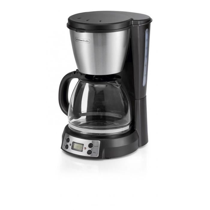 KITCHENCHEF Cafetière Filtre 1.5L 900W 12-15 Tasses Programmable Noir