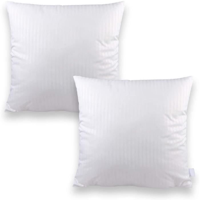 Coussin intérieur 45x45 cm 2 pièces Fermeture éclair Lavable Oreiller Garnissage Blanc
