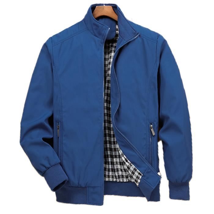 Blouson homme Blouson de collier de jeunesse Blouson de couleur unie Couche mince Blouson de travail décontractée Blouson sans