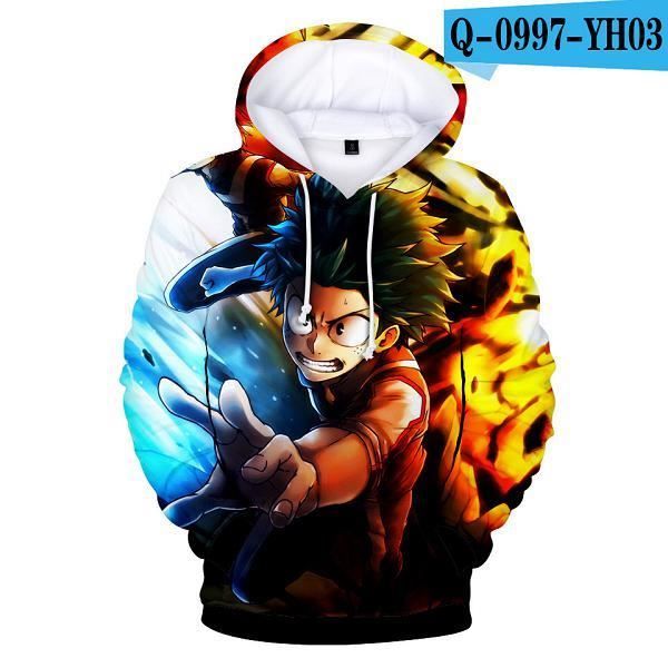 Mon héros académique impression 3D femmes-hommes sweats à capuche Izuku Midoriya tout pourrait crier à Todoroki Deku Himiko Toga Co