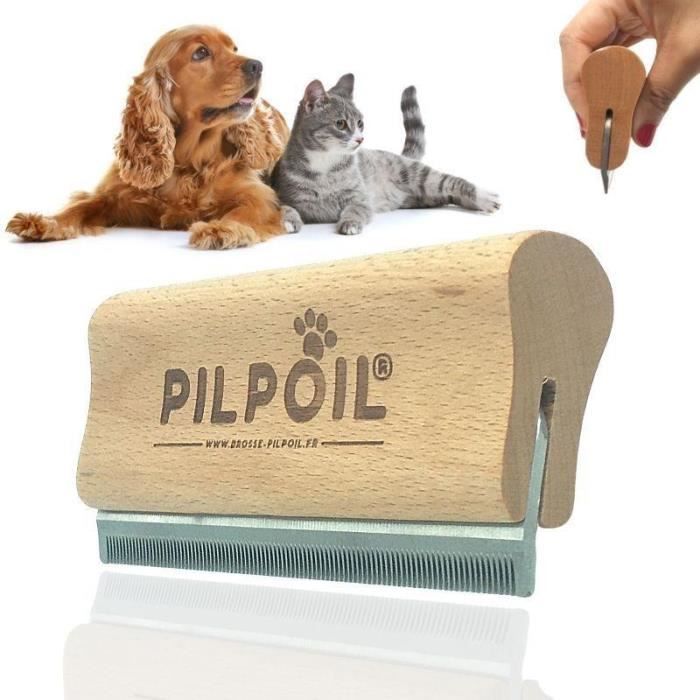 Brosse PILPOIL originale - Anti-poils Anti-mue - chien, chat, lapin, cheval - STOCK EN FRANCE
