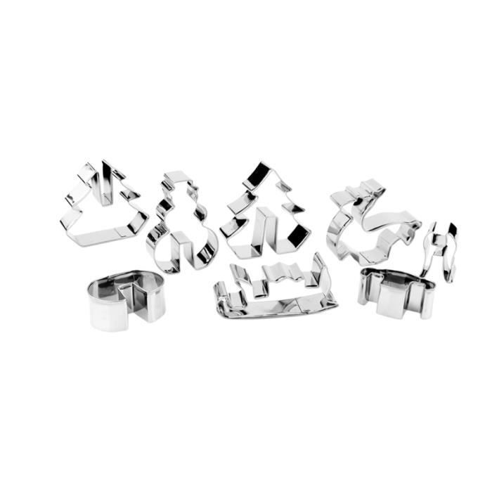 8pcs / set 3d scénario de noël fondant emporte-pièces en acier inoxydable biscuit cuisson moules de DECOUPOIR - EMPORTE-PIECE