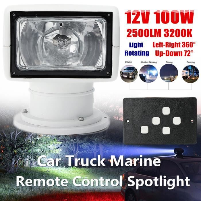 12V 100W 2500LM Bateau Marine Projecteur Recherche Lampe Phare avec Télécommande Voiture Camion Tracteur